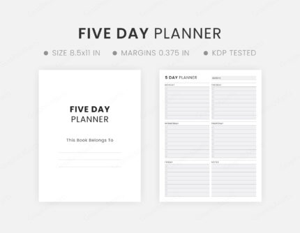 5 Day Weekly Planner Printable