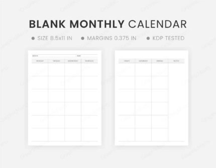 blank monthly calendar printable