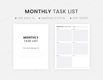 Monthly Task List Template